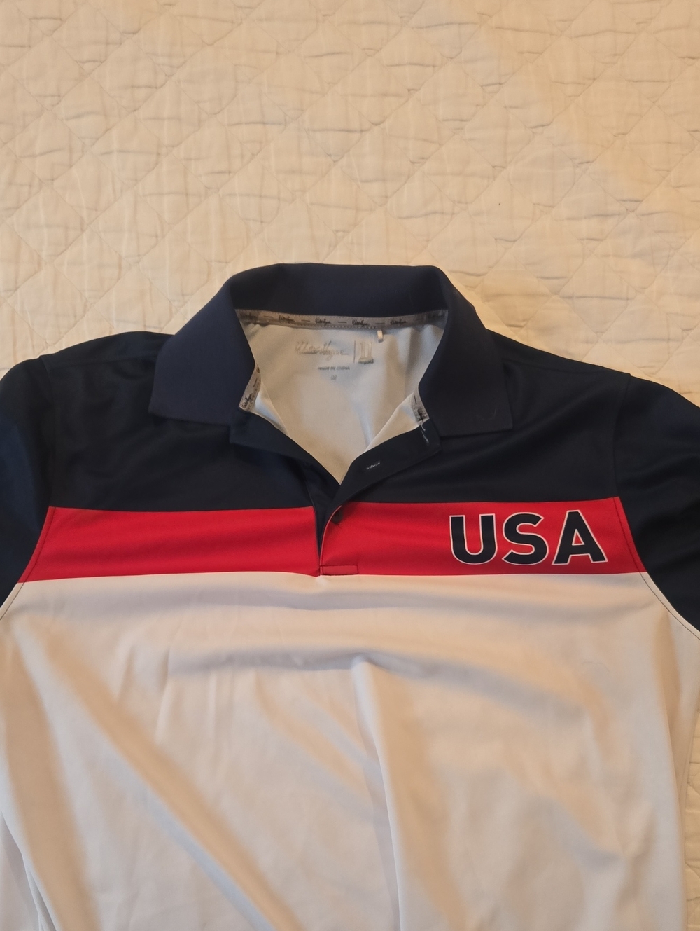 Walter Hagen Navy, Red & White USA Colorblock Polo